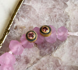 Gold and Silver Malaya Garnet stud earrings